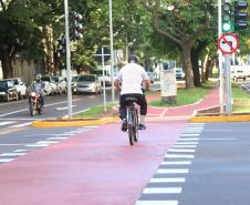 Sinalização de ciclovia.