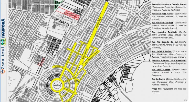 destaque no mapa dos locais de zona azul